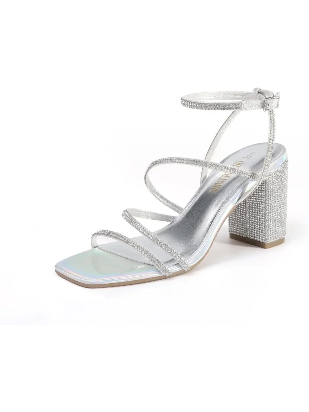 Dream Pairs Women's Silver Rhine Open Toe Sleek Straps Chunky Block Heel Sandals